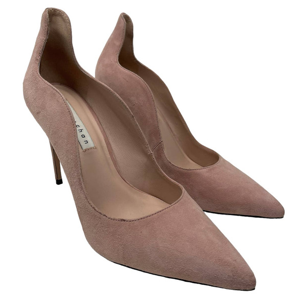 James Chan Blush Pink Suede Pointed Toe Stiletto Pump 10 - Picture 1 of 11